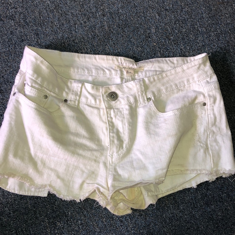 White jean shorts